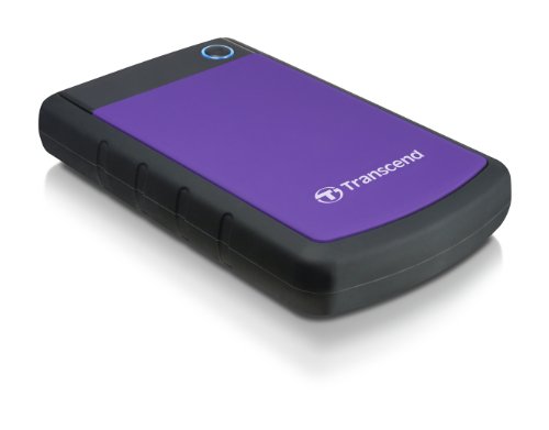 Transcend TS4TSJ25H3P 4TB portable, externe Festplatte (HDD) in purple (lila) mit Backup-Funktion (Datensicherung per Knopfdruck) und Schutzhülle, stoßfest, robust Plug und Play von Transcend