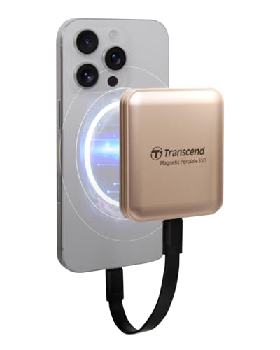 Transcend Portable SSD ESD420G 1 TB (iPhone MagSafe-kompatibel) 20 Gbit/s, bis zu 2.000 MB/s, 4K, Gold – TS1TESD420G von Transcend