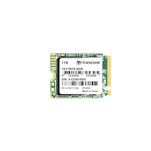 Transcend 1TB M.2 2230 NVMe PCIe Gen3 x interne SSD, Solid State Drive, 3D NAND Flash TLC (Lesen/Schreiben - bis zu 900/650 MB/s), 5 Jahre Garantie - TS1TMTE300S von Transcend