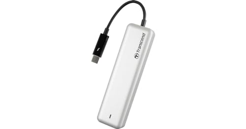 Transcend 480GB Highspeed JetDrive Thunderbolt PCIe™ Gen3 x4 Portable SSD Speichererweiterung für MacBook (Pro, Air) und Mac (mini, Pro); inkl. externem Aluminiumgehäuse und Zubehör TS480GJDM855 von Transcend