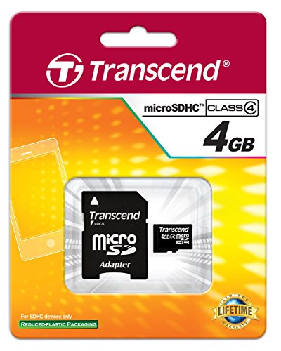 Transcend TS4GUSDHC4 MicroSDHC Speicherkarte 4 GB mit Adapter, Class 4 von Transcend