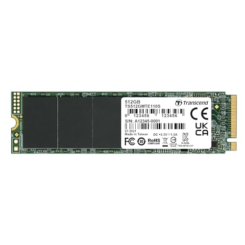 Transcend 512GB PCIe™ Gen3 x4 M.2 SSD 2280 für High-End-Anwendungen (Gaming, digitale Audio- und Videoproduktionen, etc.); schnelle Übertragung (bis zu 1.700 / 1.400 MB/s) TS512GMTE110S von Transcend