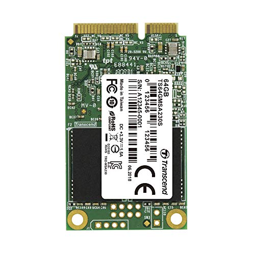 Transcend Highspeed 64GB interne mSATA SSD SATA III (6Gb/s), zum Aufrüsten von Ultrabooks, Tablets oder Slim Servern, schnelle Übertragung TS64GMSA230S von Transcend