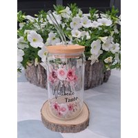 Geschenk Für Tante Oder Patentante, Trinkglas Mit Deckel, Bedruckte Gläser, Geschenkidee Tante, Geburtstagsgeschenk von TransferExperience