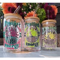 Geschenk Als Kraftspender - Geschenkidee Zum Stressabbau, Glas Mit Aufdruck "Positiv Energie", Für Freundin Der Guten Vibes von TransferExperience