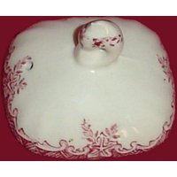 The Brook - Mini Kaffeekanne Ersatzdeckel Rot/Dunkelrosa Toile Transferware Myott, Ltd. Staffordshire, England von TransferwareTidbits