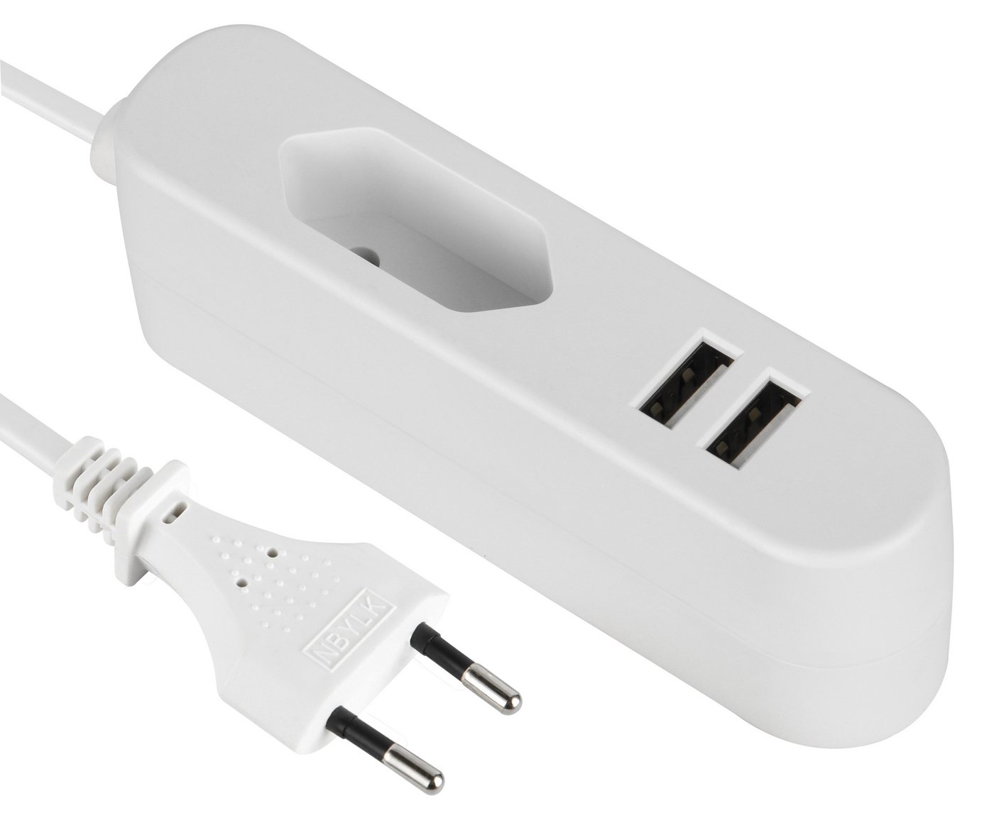 Maxtrack Mehrfachsteckdose, Euroverlängerung mit 2 USB Ladebuchsen, 2,4A von Maxtrack