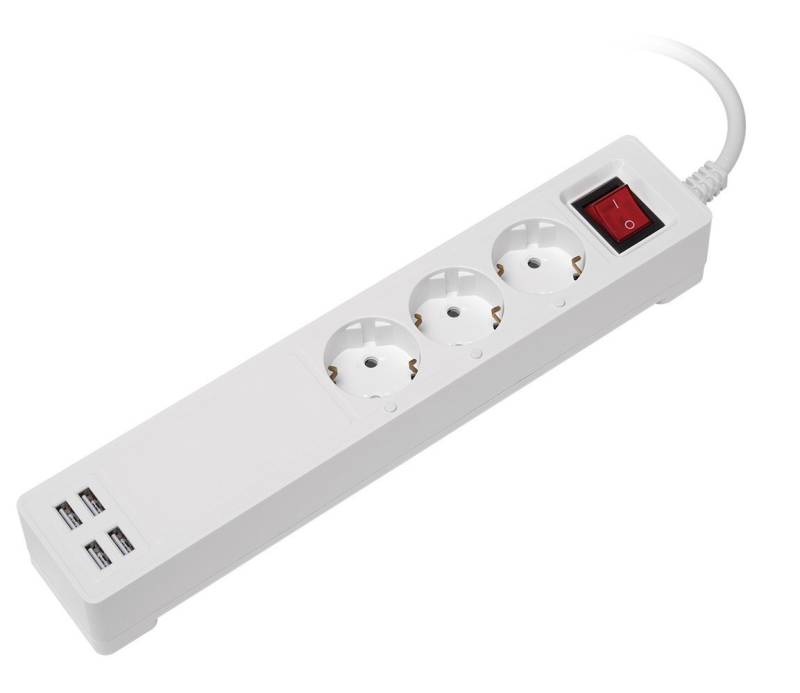 Maxtrack Steckdosenleiste, Smarte 3-fach Steckdosenleiste mit 4 USB Ports von Maxtrack