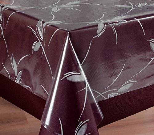 Transparente Folie Bedruckt in Ranke weiß, Tischdecke Tischschutz, Größe wählbar (160 x 140 cm) von Transparente Tischdecke