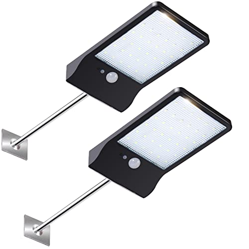 Transplant Solarlampen für Außen mit Bewegungsmelder 2 Stück, 36 LED Solarlampe 3 Modi Solarbewegungs-Sensor-Sicherheits Lichter IP65 wasserdicht Wandlampe,120°Beleuchtungswinkel von Transplant