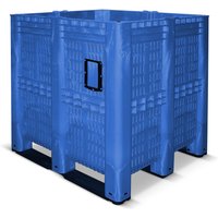 Großbehälter aus Polyethylen, 1.400 Liter, mit Kufen, durchbrochen, grau von Jungheinrich PROFISHOP