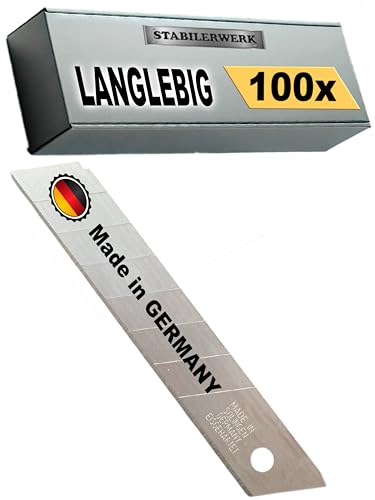 STABILERWERK - 100x 𝑳𝑨𝑵𝑮𝑳𝑬𝑩𝑰𝑮𝑬 Cuttermesser Klingen 18mm - 𝑴𝑨𝑫𝑬 𝑰𝑵 𝑮𝑬𝑹𝑴𝑨𝑵𝒀 - Klingen Cuttermesser 18mm - Abbrechklingen von Traptix