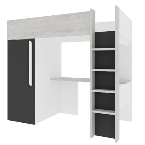 Bo9 Hochschlafsack, 90 x 200 cm, mit Schreibtisch und Schrank, Anthrazit von Trasman