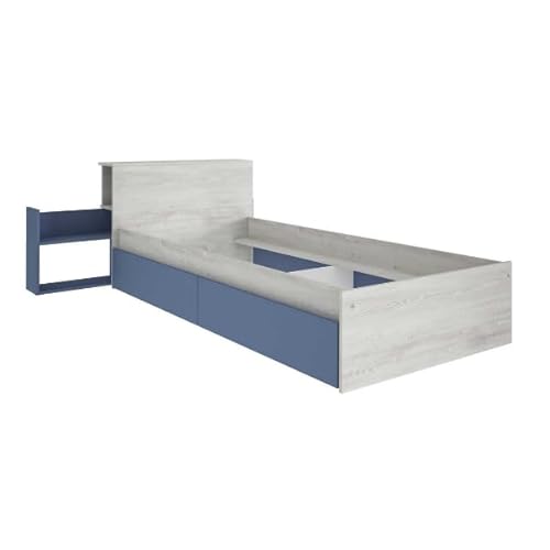 Einzelbett Kazim 90 x 200 cm mit Stauraum – Dunkelblau von Trasman