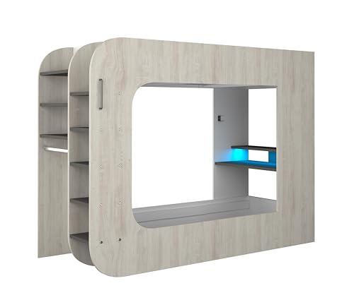 Hochbett Graham mit Gaming-Schreibtisch, 90 x 200 cm, Kiefer von Trasman