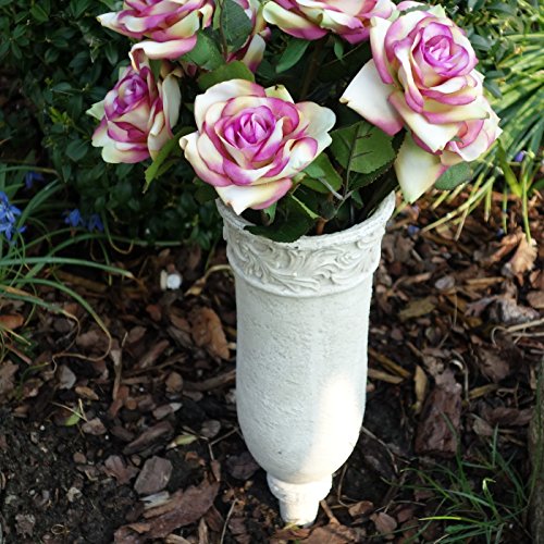 Trauer-Shop Grabvase Steckvase mit Ornamenten, Ranken am Rand verziert. Grau-creme, Kunstharz, 10cm x 6cm x 30cm, 1 Stück, nicht frostsicher Trauer-Shop Grabvase Steckvase mit Ornamenten, Ranken am Rand verziert. Grau-creme, Kunstharz, 10cm x 6cm x 30cm, 1 Stück, nicht frostsicher von Trauer-Shop