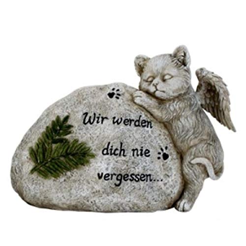 Trauer-Shop Grabstein für Katzen, Figur und Inschrift, Tiergrab. 21 cm. von Trauer-Shop