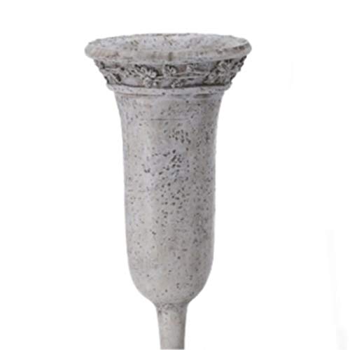 Grabvase zum stecken grau Silber mit Efeurand Dekor. Länge mit Stecker 28 cm. von Trauer-Shop