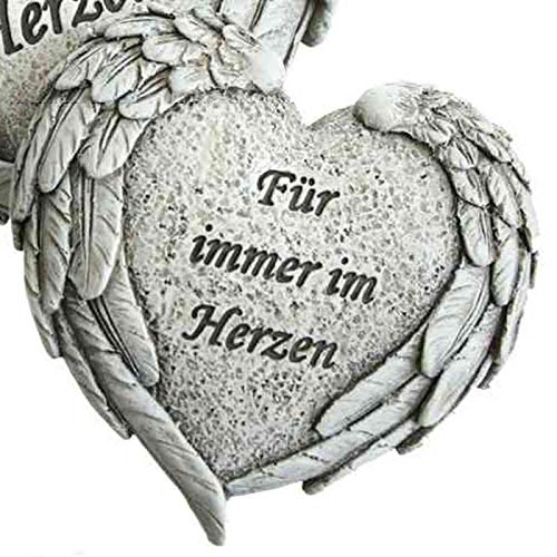 Trauer-Shop Herz in Engelsflügeln umrahmt mit Inschrift Für Immer im Herzen. Durchmesser 12,5 cm. Lieferung: 1 Stück von Trauer-Shop