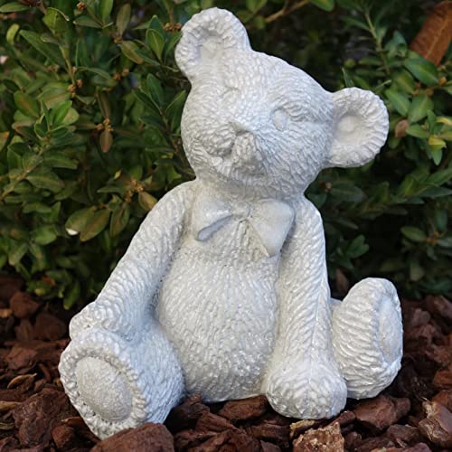 Kindergrab Dekoration trauernder Teddy mit Schleife, Höhe 15 cm von Trauer-Shop