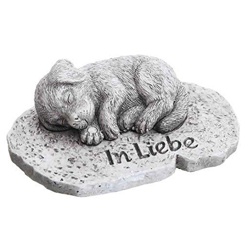 Trauer-Shop Kleine Deko Platte mit Gravur In Liebe und Figur Hund. Breite 12 cm. 1 Stück von Trauer-Shop