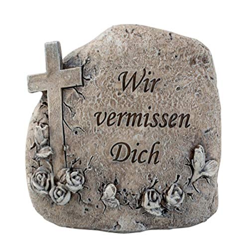 Mini Grabstein Wir vermissen Dich. Deko Stein mit Gravur Inschrift von Trauer-Shop