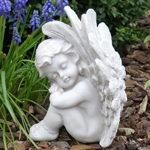 Trauer-Shop Sitzende Engel Figur verschlossene Augen. Höhe 20cm. 1 Stück von Trauer-Shop
