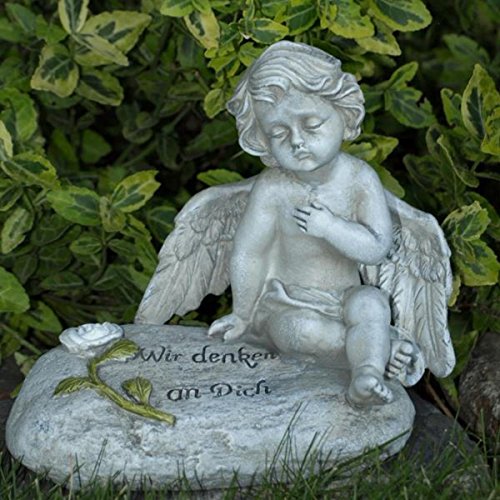 Trauer-Shop Sitzender Grabschmuck Engel auf Deko Stein mit Inschrift Wir Denken an Dich. Höhe 16cm Trauer-Shop Sitzender Grabschmuck Engel auf Deko Stein mit Inschrift Wir Denken an Dich. Höhe 16cm von Trauer-Shop