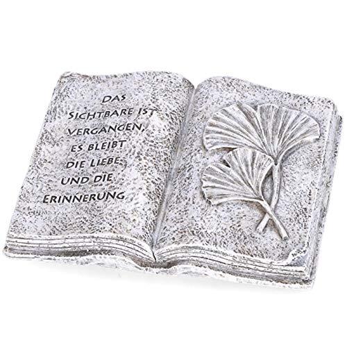 Trauer-Shop Buch aufgeschlagen mit Spruch. Das Sichtbare ist vergangen, es bleibt die Liebe und die Erinnerung. von Trauer-Shop