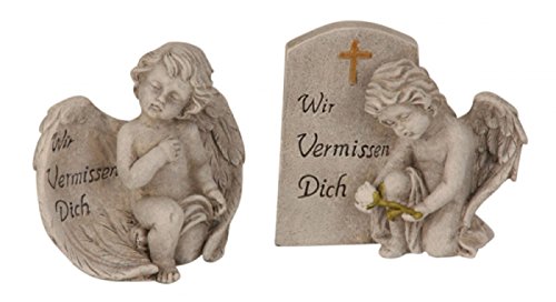 Trauer-Shop Engel Figuren Paar Wir vermissen Dich. 10,5cm. 2 Modelle, 2 Stück von Trauer-Shop