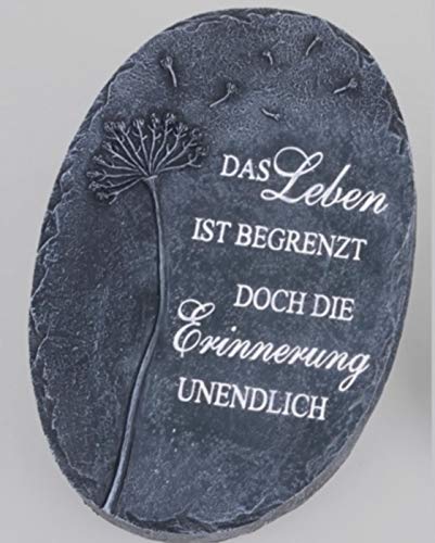 Trauer-Shop Grabdeko Platte mit Text. Das Leben ist begrenzt Doch die Erinnerung unendlich. 17 cm. 1 Stück von Trauer-Shop