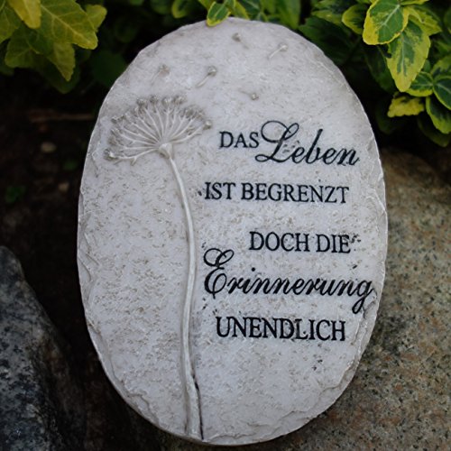 Trauer-Shop Grabplatte mit Sockel, Spruch und Pusteblume. Platte 17cm x 12cm. 1 Stück von Trauer-Shop