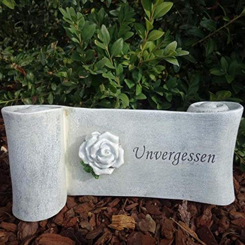 Trauer-Shop Grabschmuck Schriftrolle Unvergessen mit Rosenblüte. Trauer-Shop Grabschmuck Schriftrolle Unvergessen mit Rosenblüte. von Trauer-Shop