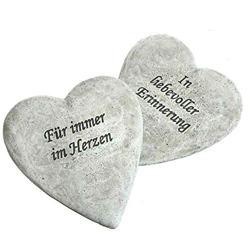 Trauer-Shop Herzen zum Gedenken mit Gravur, Für Immer im Herzen und In liebevoller Erinnerung. Höhe 12,5 cm. 2 Modelle, 2 Stück von Trauer-Shop