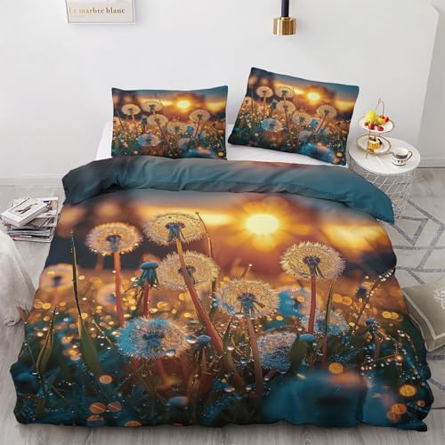 Traulpex Löwenzahn Pflanzen Bettwäsche 220x240cm 3 teilig, Pusteblume Sonnenaufgang Bettbezug mit Reißverschluss, Weich & Bügelfrei, Pflanzenmuster Bettwäsche set Microfaser mit 2 Kissenbezug 80x80 cm Traulpex Löwenzahn Pflanzen Bettwäsche 220x240cm 3 teilig, Pusteblume Sonnenaufgang Bettbezug mit Reißverschluss, Weich & Bügelfrei, Pflanzenmuster Bettwäsche set Microfaser mit 2 Kissenbezug 80x80 cm von Traulpex