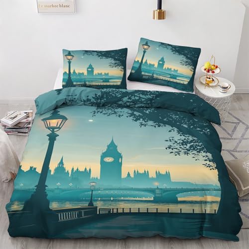 Traulpex London Big Ben Bettwäsche 155x220 cm 3 Teilig, Stadt Landschaft Bettbezug und 2 Kissenbezug 80x80 cm, Skyline Bettwäsche Mikrofaser Bettwäsche-Set mit Reißverschluss, Weich Bügelfrei Traulpex London Big Ben Bettwäsche 155x220 cm 3 Teilig, Stadt Landschaft Bettbezug und 2 Kissenbezug 80x80 cm, Skyline Bettwäsche Mikrofaser Bettwäsche-Set mit Reißverschluss, Weich Bügelfrei von Traulpex