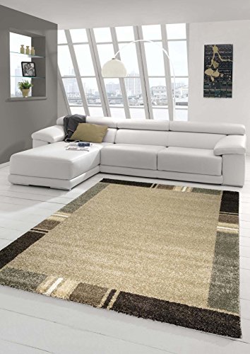 Designer Teppich Moderner Teppich Wohnzimmer Teppich Kurzflor Teppich Barock Design Meliert Braun Beige Größe 120 cm Rund von Teppich-Traum