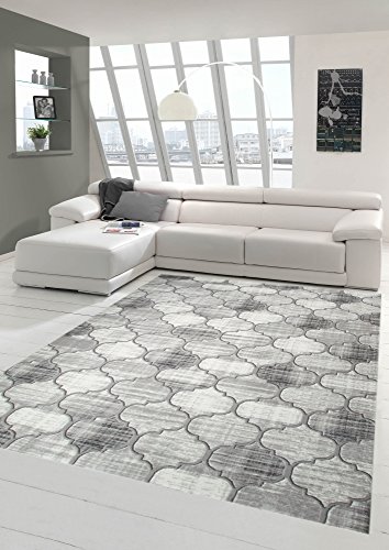 Designer und Moderner Teppich Marokkanisches Muster in Grau Beige Größe 120x170 cm von Teppich-Traum