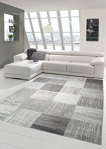 Designer und Moderner Teppich Wohnzimmerteppich mit Karomuster in Beige Grau Größe 160x230 cm von Teppich-Traum