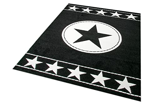Traum Kinderteppich Spielteppich Kinderzimmer Teppich Sternteppich Sterne Schwarz Creme 160x230 cm von Teppich-Traum
