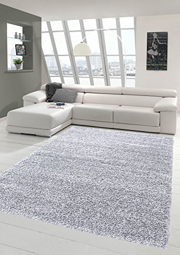 Shaggy Teppich Hochflor Langflor Teppich Wohnzimmer Teppich Gemustert in Uni Design Grau Größe 240 x 340 cm von Teppich-Traum