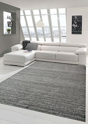 Designer und Moderner Teppich Wohnzimmerteppich Kurzflor Uni Design in Anthrazit Größe 120x170 cm von Teppich-Traum