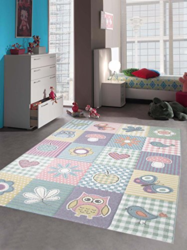 Traum Kinderteppich Spielteppich Teppich Kinderzimmer Karo Design in Pastell, Größe 160x230 cm von Teppich-Traum