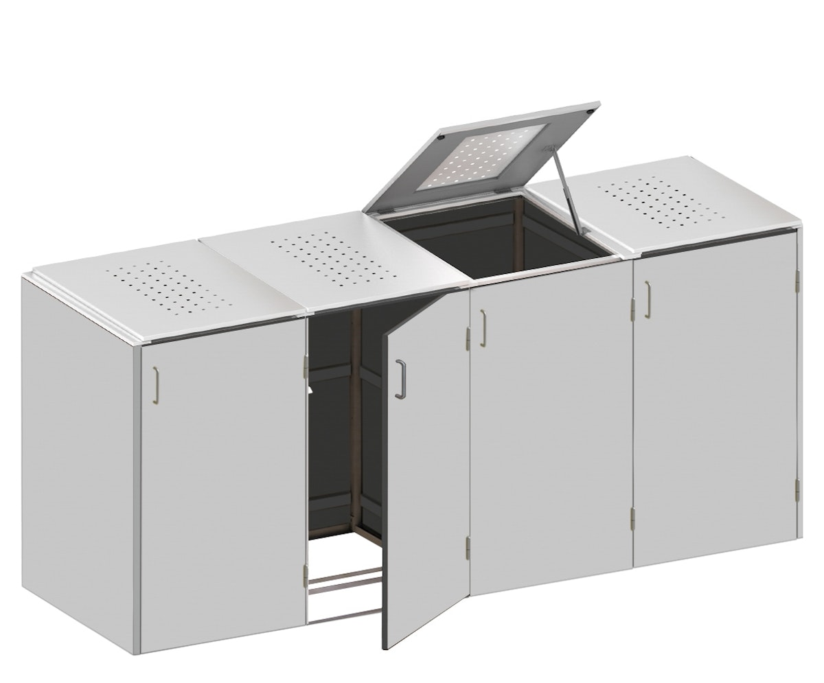 TraumGarten BINTO Komplettset HPL, versch. Größen und Farben-4 er Box-Grau-Edelstahl-Klappdeckel von TraumGarten