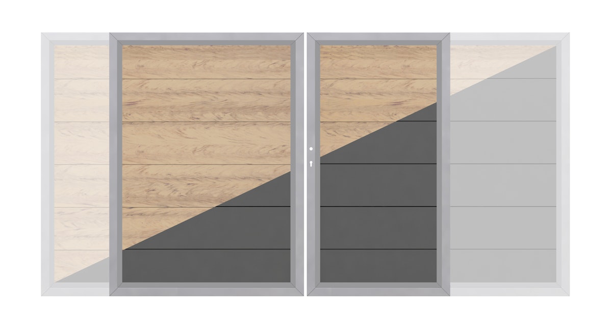 TraumGarten DESIGN WPC Alu Doppeltor auf Maß mit E-Antrieb von TraumGarten