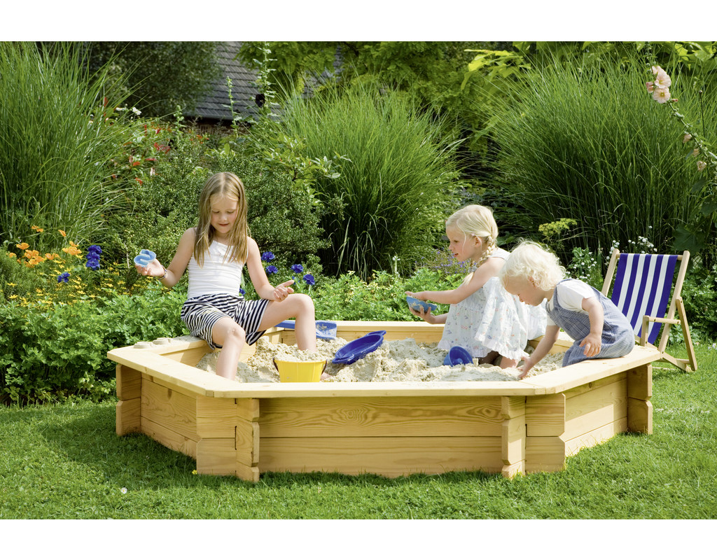 TraumGarten Sandkasten INGAR kdi - 6-Eck Sandkasten mit 200 cm Durchmesser, Steck-Bausatz von TraumGarten