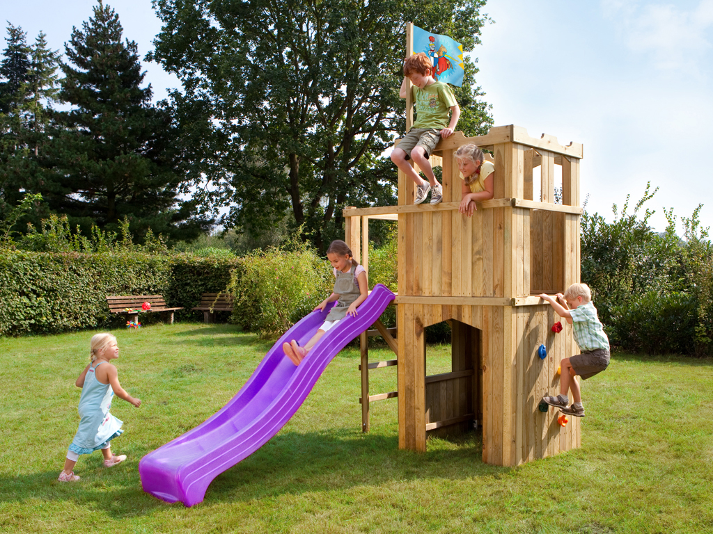 TraumGarten Spielturm FIPS Ritterburg inkl. Rutsche pink - BxTxH: 163x109x247 cm, kesseldruckimprägniert, inkl. Rutsche pink von TraumGarten