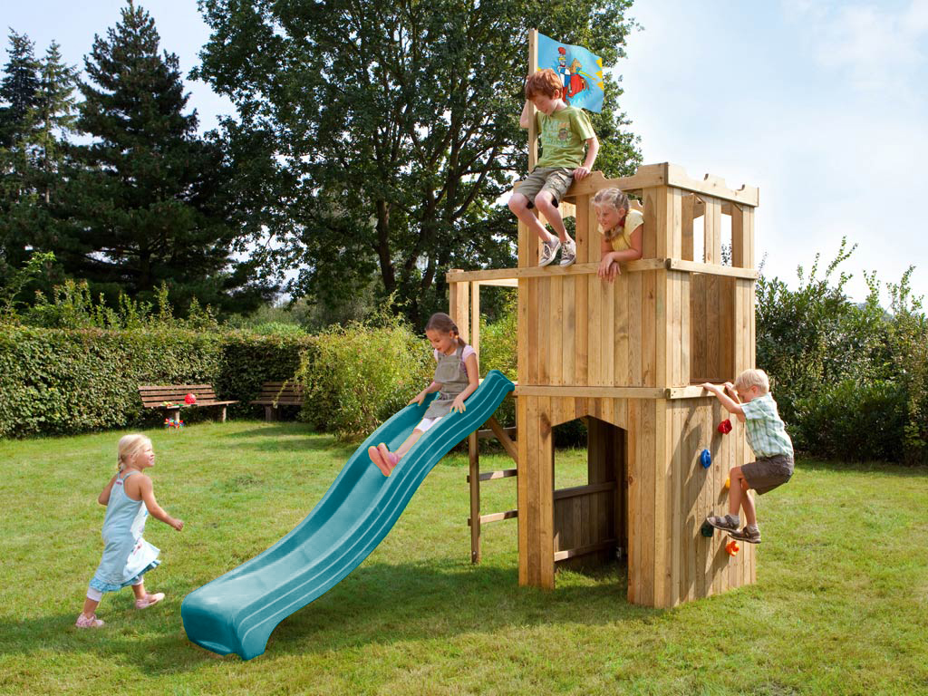 TraumGarten Spielturm FIPS Ritterburg inkl. Rutsche türkis - BxTxH: 163x109x247 cm, kesseldruckimprägniert, inkl. Rutsche türkis von TraumGarten