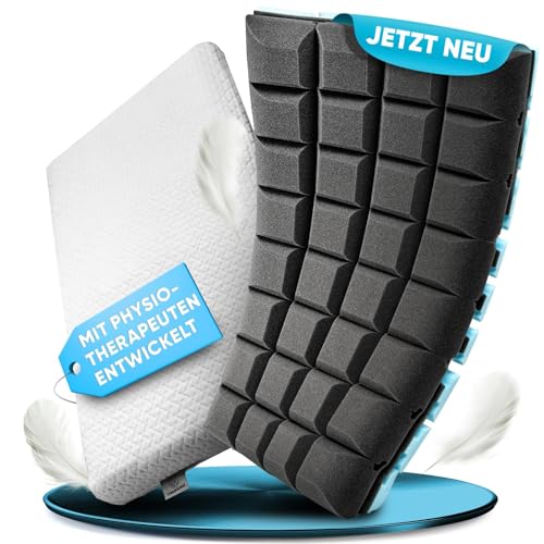 TraumJuwel Duo-Relax Nackenstützkissen - [2 Härtegrade] | Ergonomisches Kopfkissen aus Memory Foam für Seitenschläfer, Rückenschläfer und Bauchschläfer - Orthopädisches Kissen 35 x 65 mit Bezug von TraumJuwel