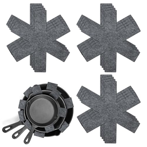 12 Stück Pfannenschoner,Pfannenschutz & Stapelschutz aus Filz,3 Verschiedene Größen Topfschutz,Trennwände für Pfannen Töpfe Schüsseln Küchenutensilien vor Kratzer (38 cm) von Traumarkeu